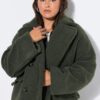 Παλτό oversized, teddy με διπλό κούμπωμα