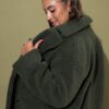 Παλτό oversized, teddy με διπλό κούμπωμα