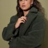 Παλτό oversized, teddy με διπλό κούμπωμα