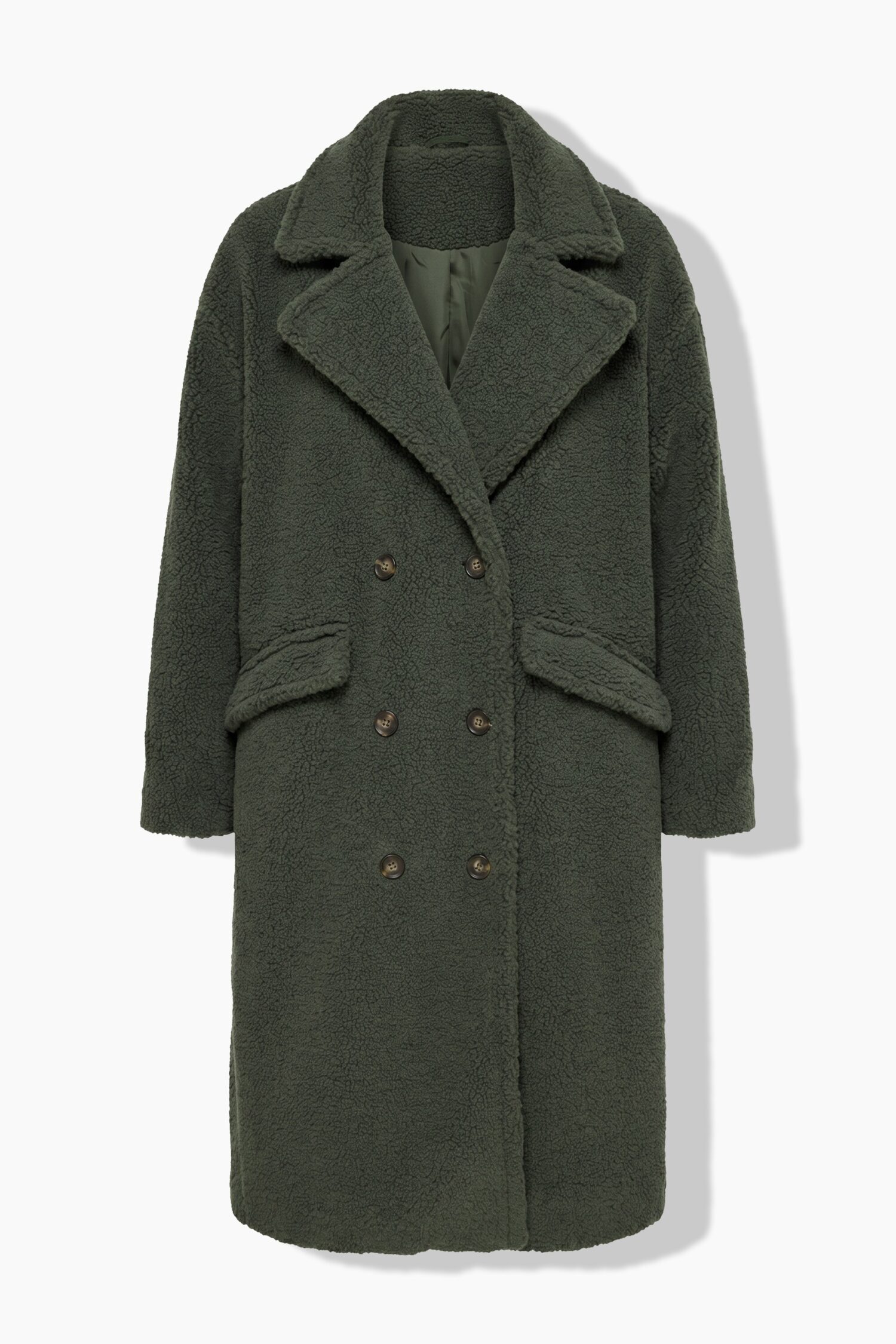 Παλτό oversized, teddy με διπλό κούμπωμα