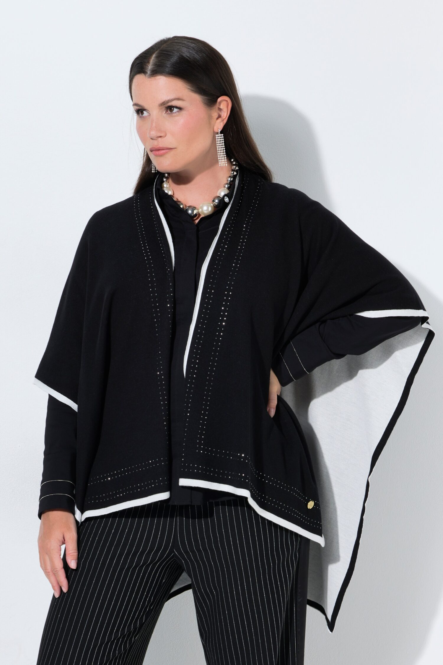Πόντσο πλεκτό, oversized με στρας
