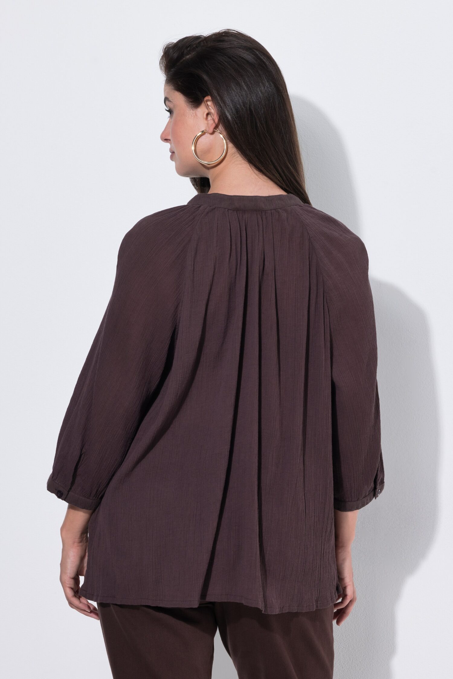 Πουκάμισο κρεπ oversized με μανίκια 3/4