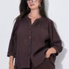 Πουκάμισο κρεπ oversized με μανίκια 3/4