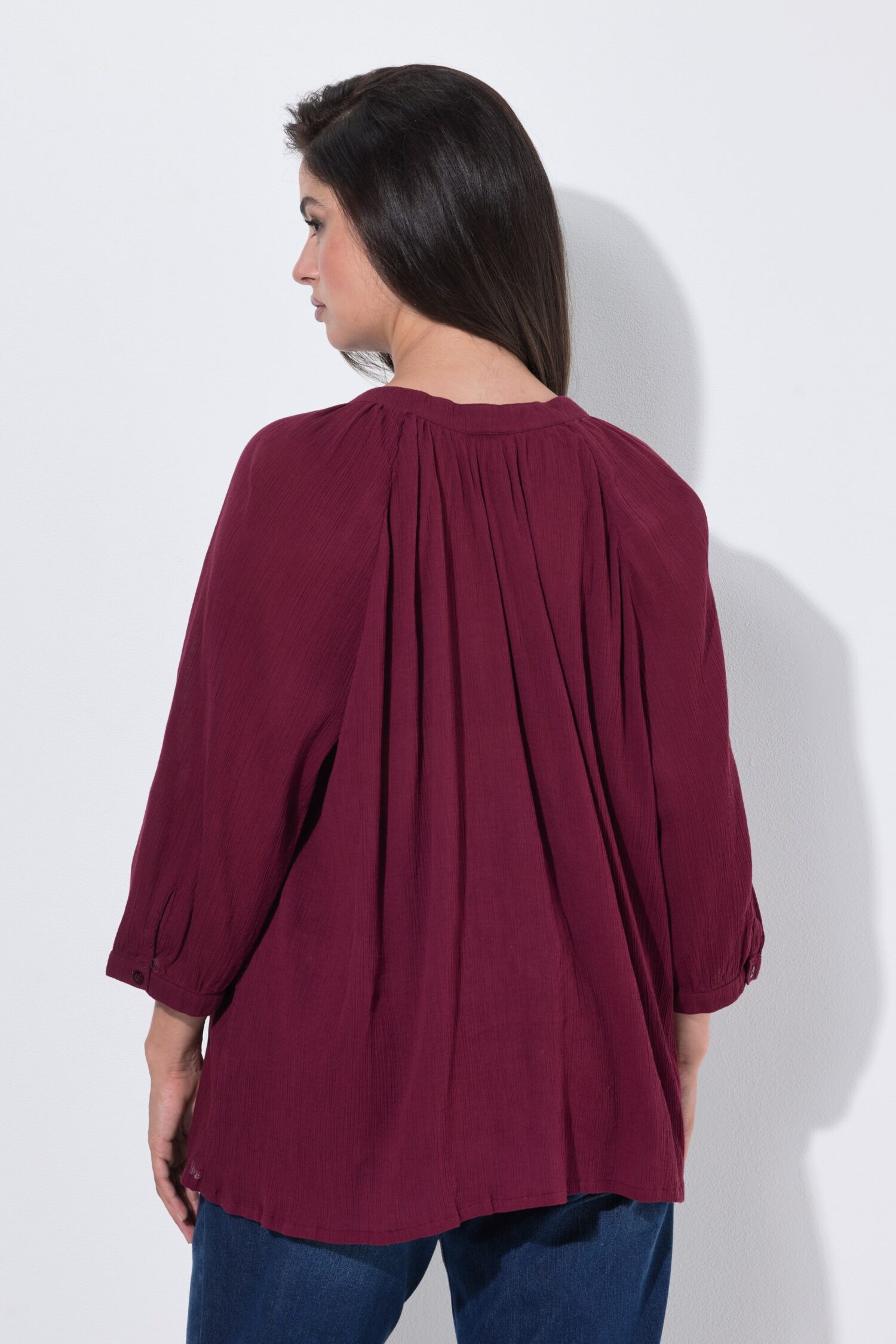 Πουκάμισο κρεπ oversized με μανίκια 3/4