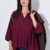 Πουκάμισο κρεπ oversized με μανίκια 3/4