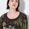 Πουλόβερ λεοπάρ - φλοράλ με στρογγυλή λαιμόκοψη