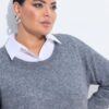 Πουλόβερ με στρογγυλή λαιμόκοψη και σκίσιμο στην πλάτη