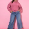 Πουλόβερ oversized με μεταλλικές καρδιές στα μανίκια