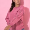 Πουλόβερ oversized με μεταλλικές καρδιές στα μανίκια
