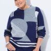 Πουλόβερ oversized με ζακάρ σχέδιο κι όρθιο γιακά