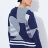 Πουλόβερ oversized με ζακάρ σχέδιο κι όρθιο γιακά