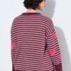 Πουλόβερ oversized ριγέ με καρδιές και στρογγυλή λαιμόκοψη