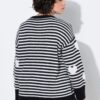 Πουλόβερ oversized ριγέ με καρδιές και στρογγυλή λαιμόκοψη