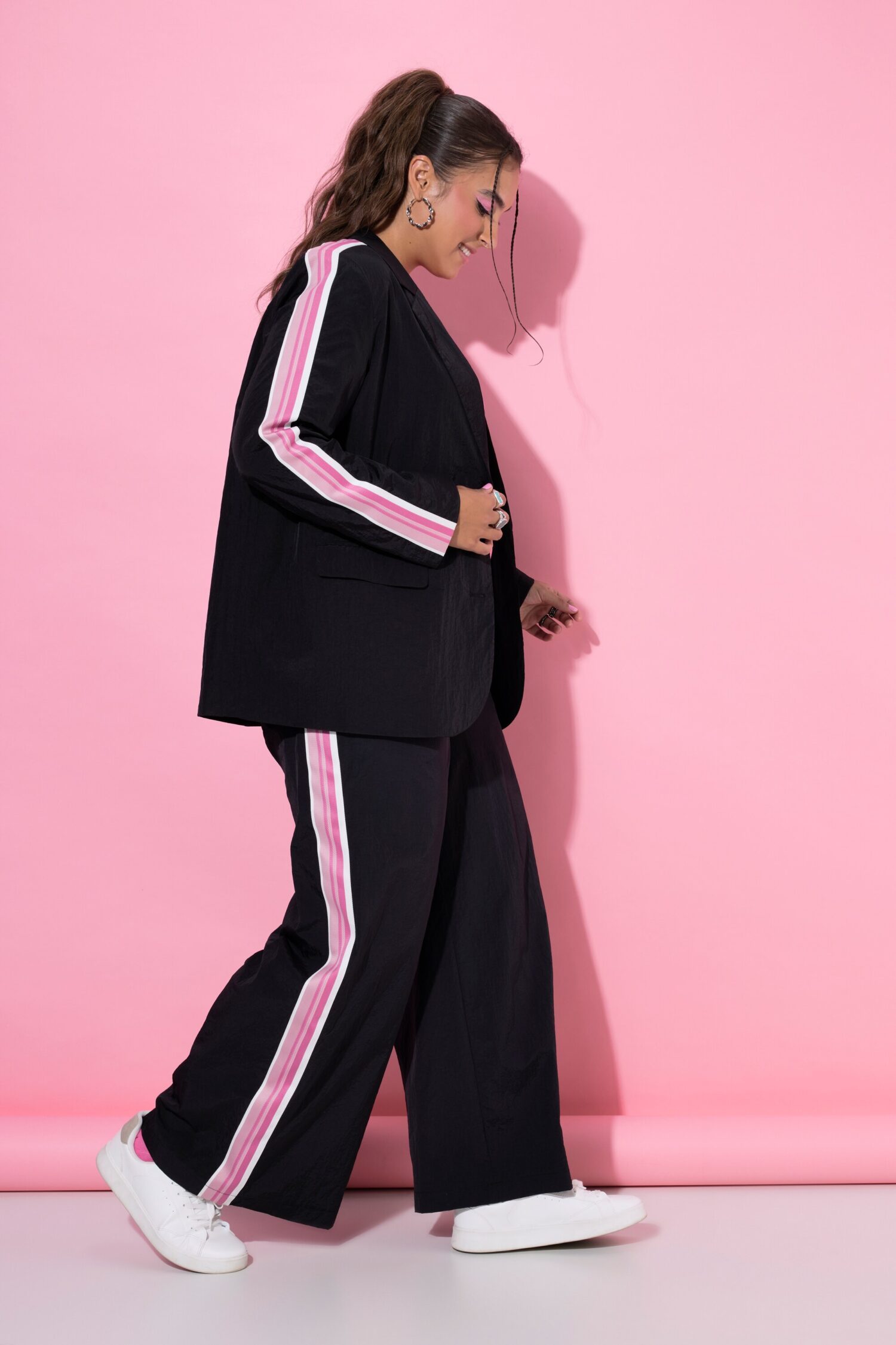 Σακάκι oversized με ρίγες στα μανίκια