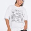 T-shirt oversized με σχέδιο coffee bar