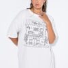 T-shirt oversized με σχέδιο coffee bar