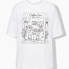 T-shirt oversized με σχέδιο coffee bar