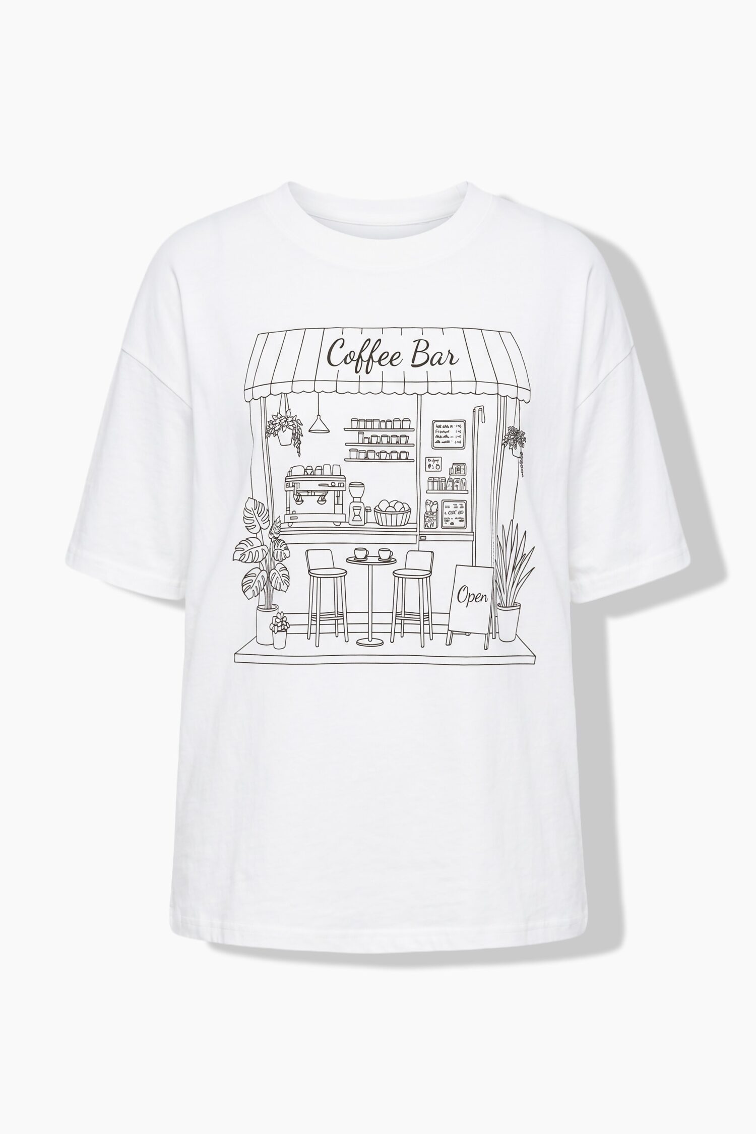T-shirt oversized με σχέδιο coffee bar