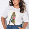 T-shirt oversized με τύπωμα και χαμηλούς ώμους