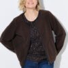Ζακέτα fleece με φερμουάρ και λεπτομέρειες σε δερμάτινη όψη