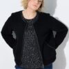 Ζακέτα fleece με φερμουάρ και λεπτομέρειες σε δερμάτινη όψη