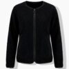 Ζακέτα fleece με φερμουάρ και λεπτομέρειες σε δερμάτινη όψη