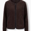 Ζακέτα fleece με φερμουάρ και λεπτομέρειες σε δερμάτινη όψη