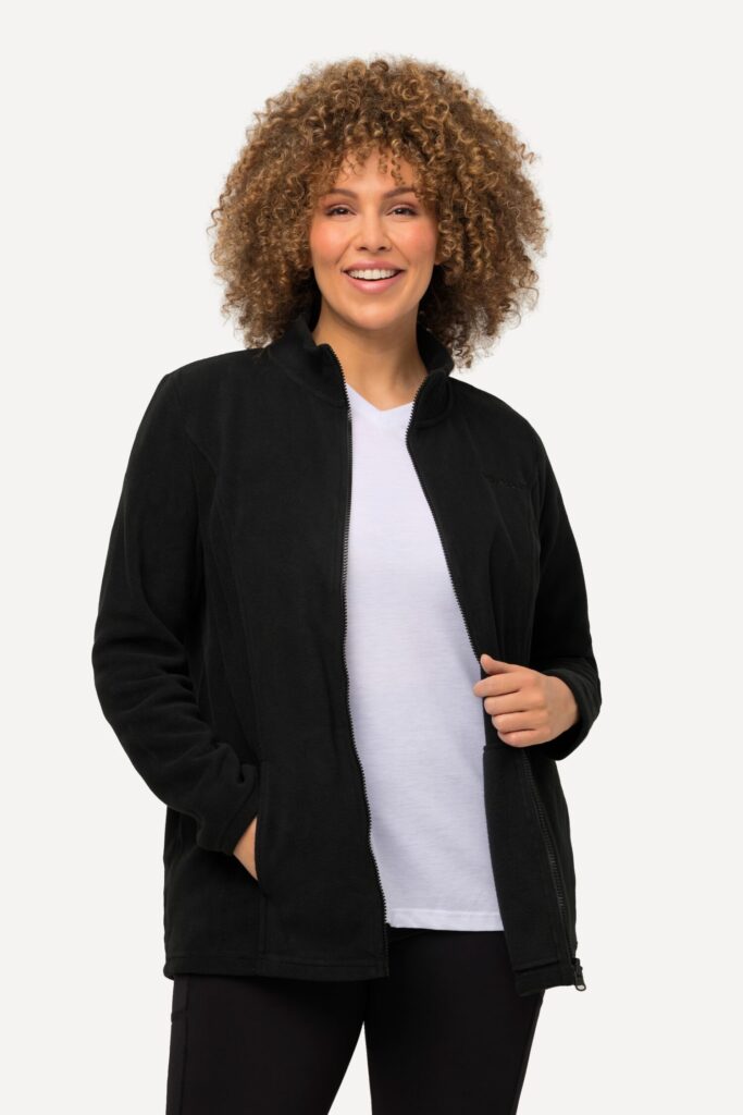 Ζακέτα fleece με φερμουάρ, όρθιο γιακά και μακριά μανίκια