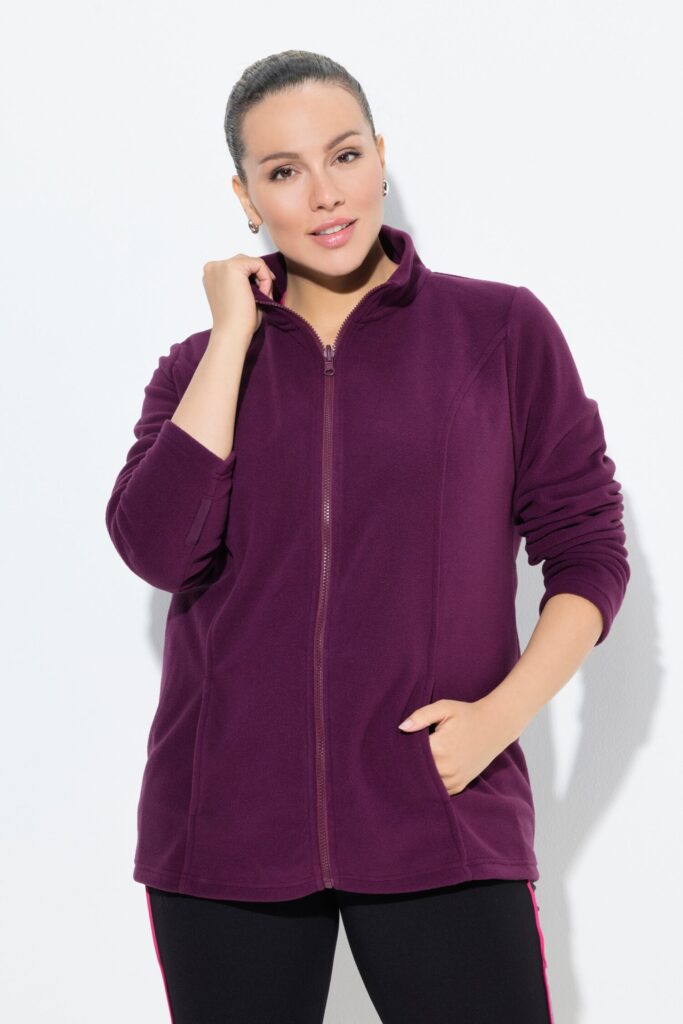 Ζακέτα fleece με φερμουάρ, όρθιο γιακά και μακριά μανίκια