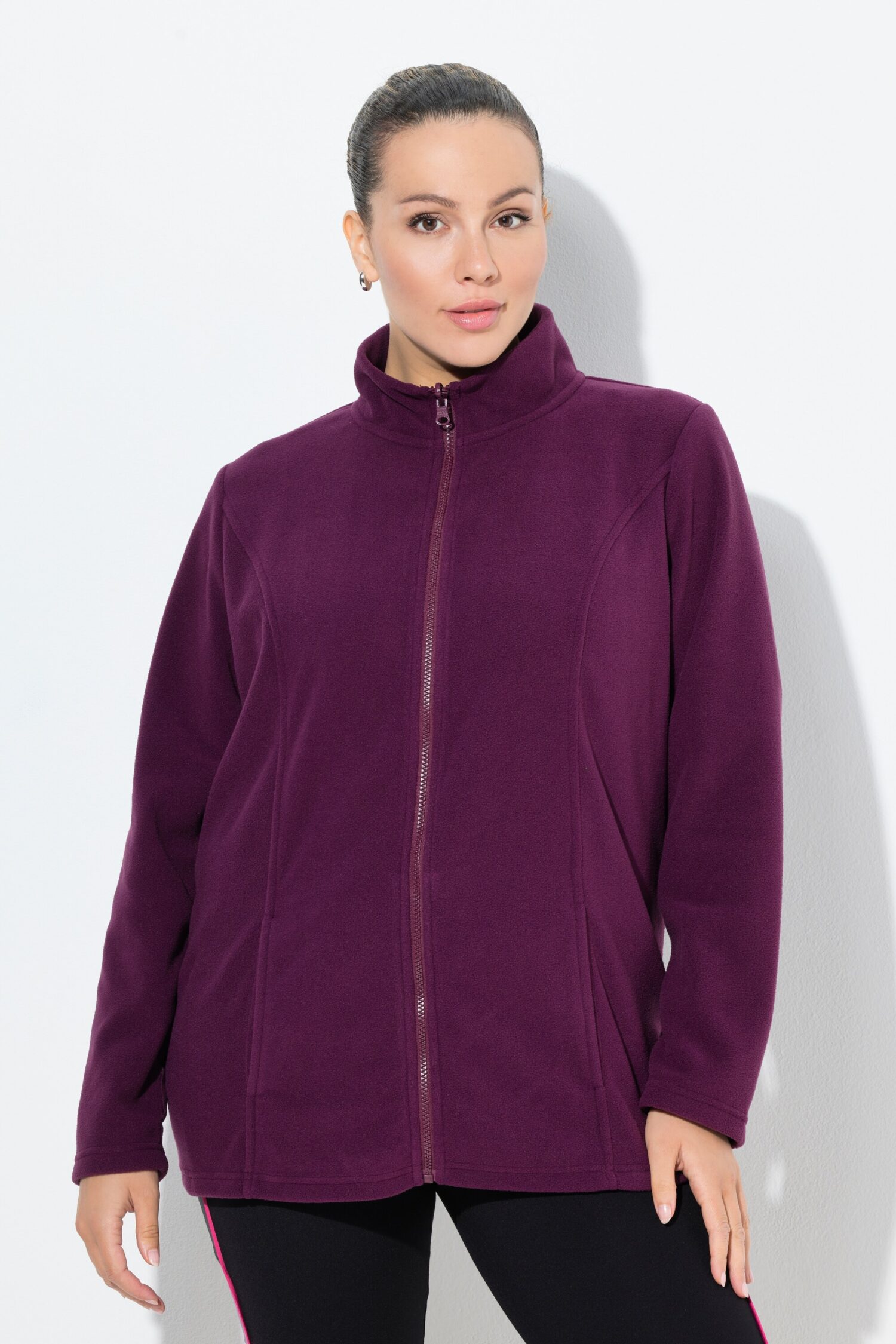 Ζακέτα fleece με φερμουάρ, όρθιο γιακά και μακριά μανίκια