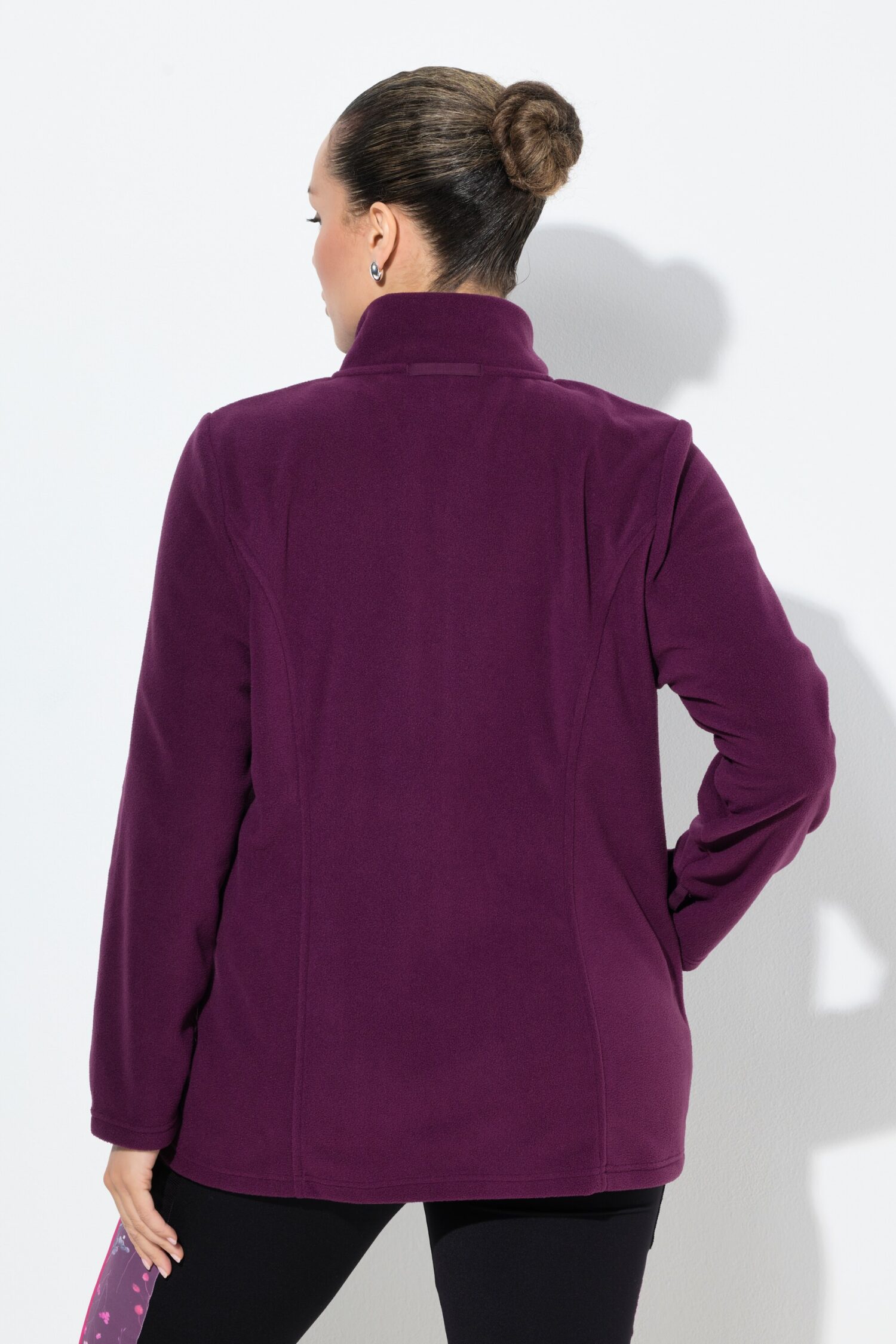 Ζακέτα fleece με φερμουάρ, όρθιο γιακά και μακριά μανίκια