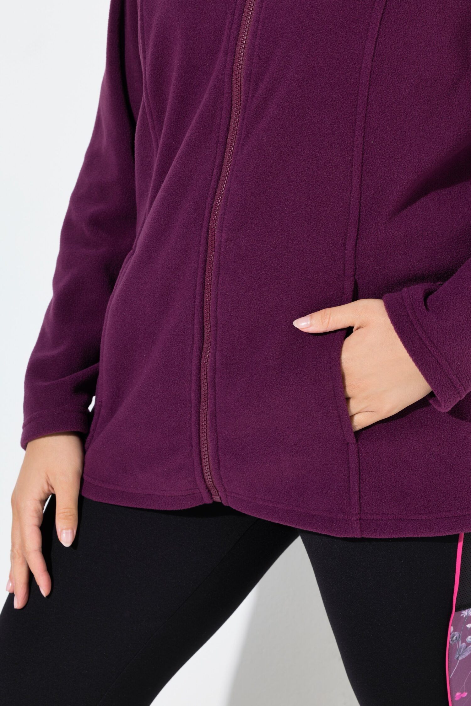 Ζακέτα fleece με φερμουάρ, όρθιο γιακά και μακριά μανίκια