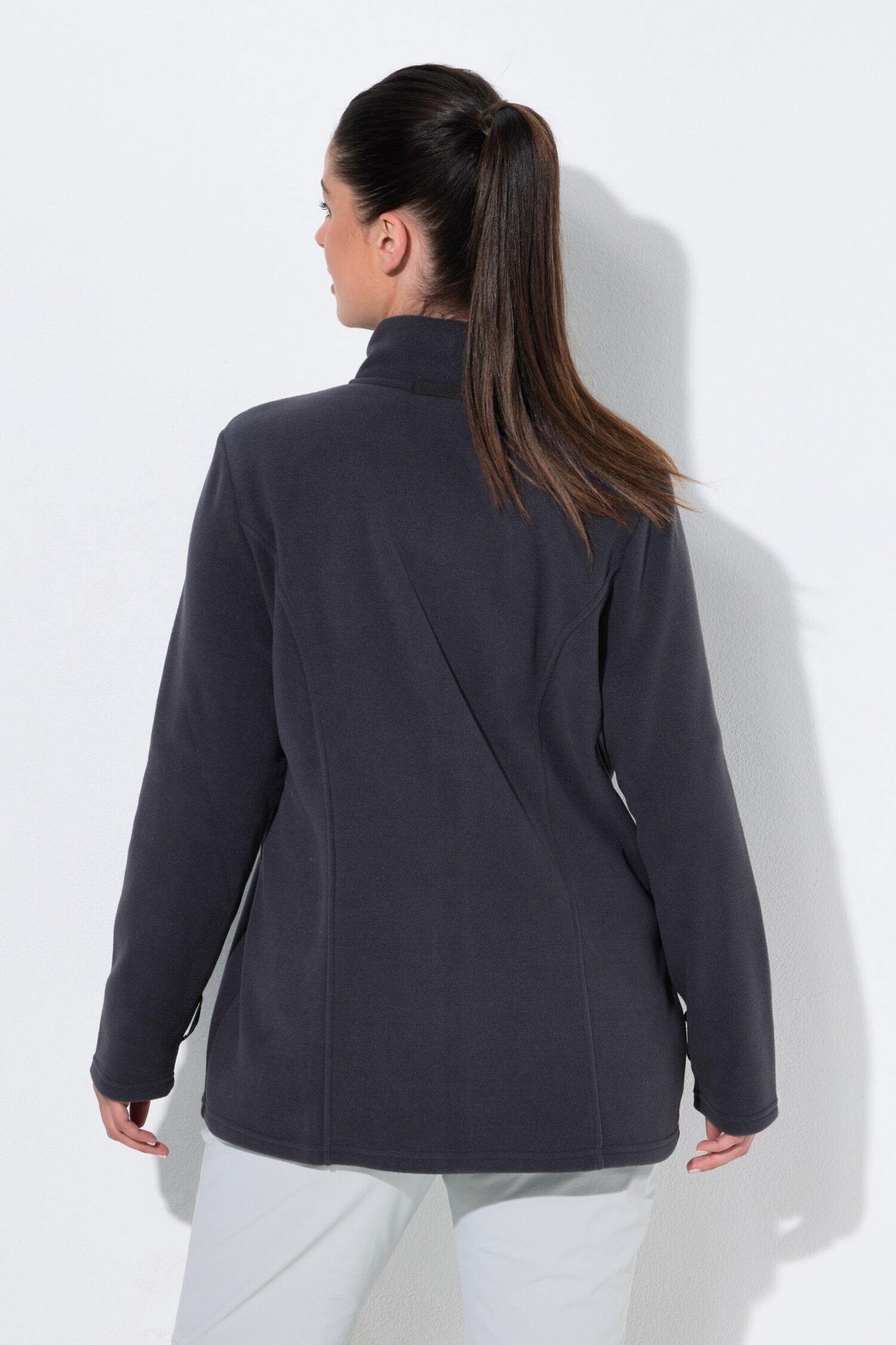 Ζακέτα fleece με φερμουάρ, όρθιο γιακά και μακριά μανίκια