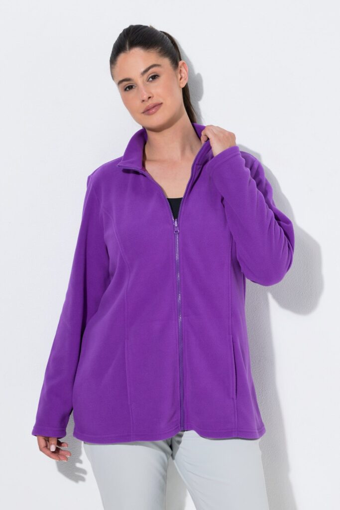 Ζακέτα fleece με φερμουάρ, όρθιο γιακά και μακριά μανίκια