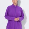 Ζακέτα fleece με φερμουάρ, όρθιο γιακά και μακριά μανίκια