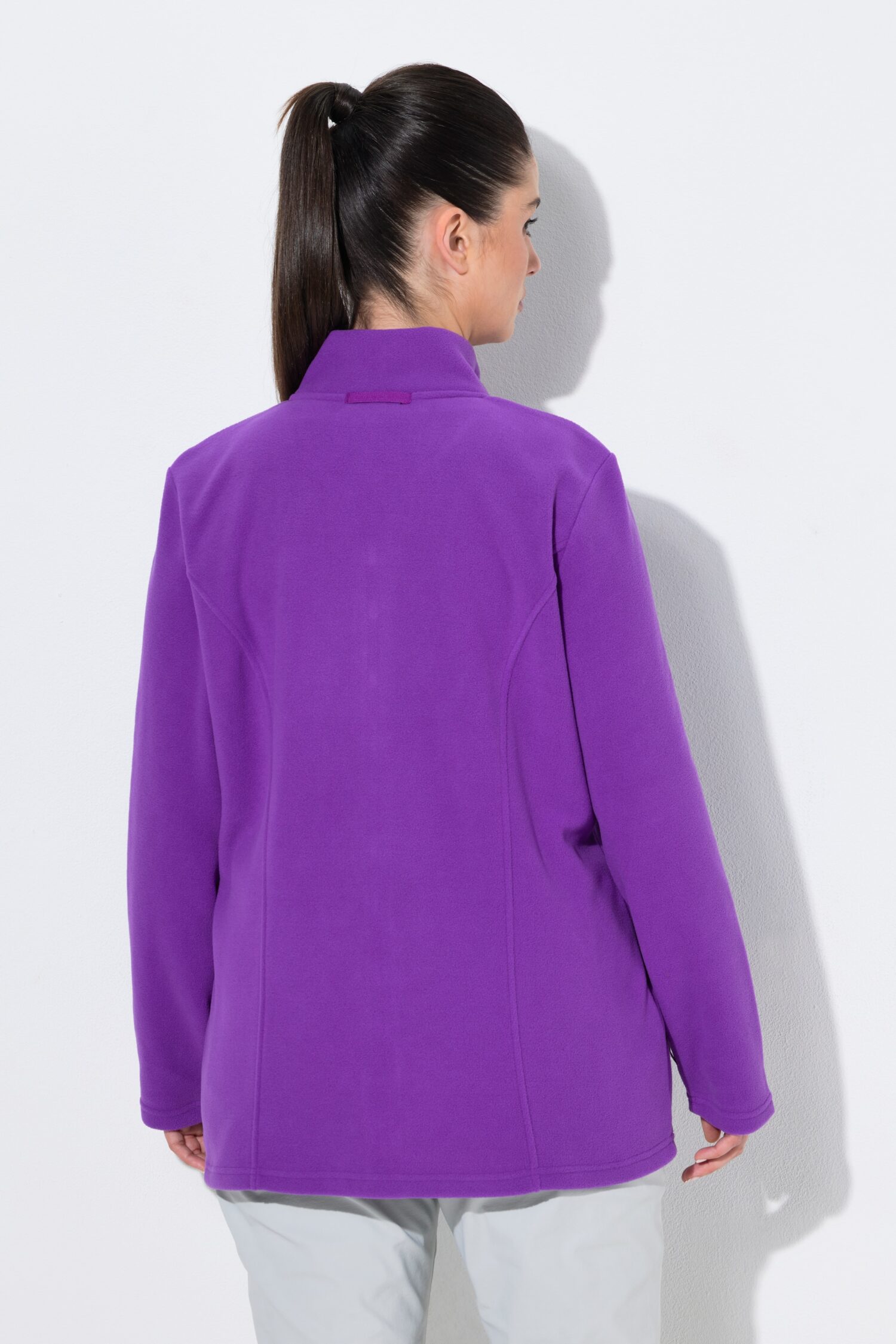 Ζακέτα fleece με φερμουάρ, όρθιο γιακά και μακριά μανίκια