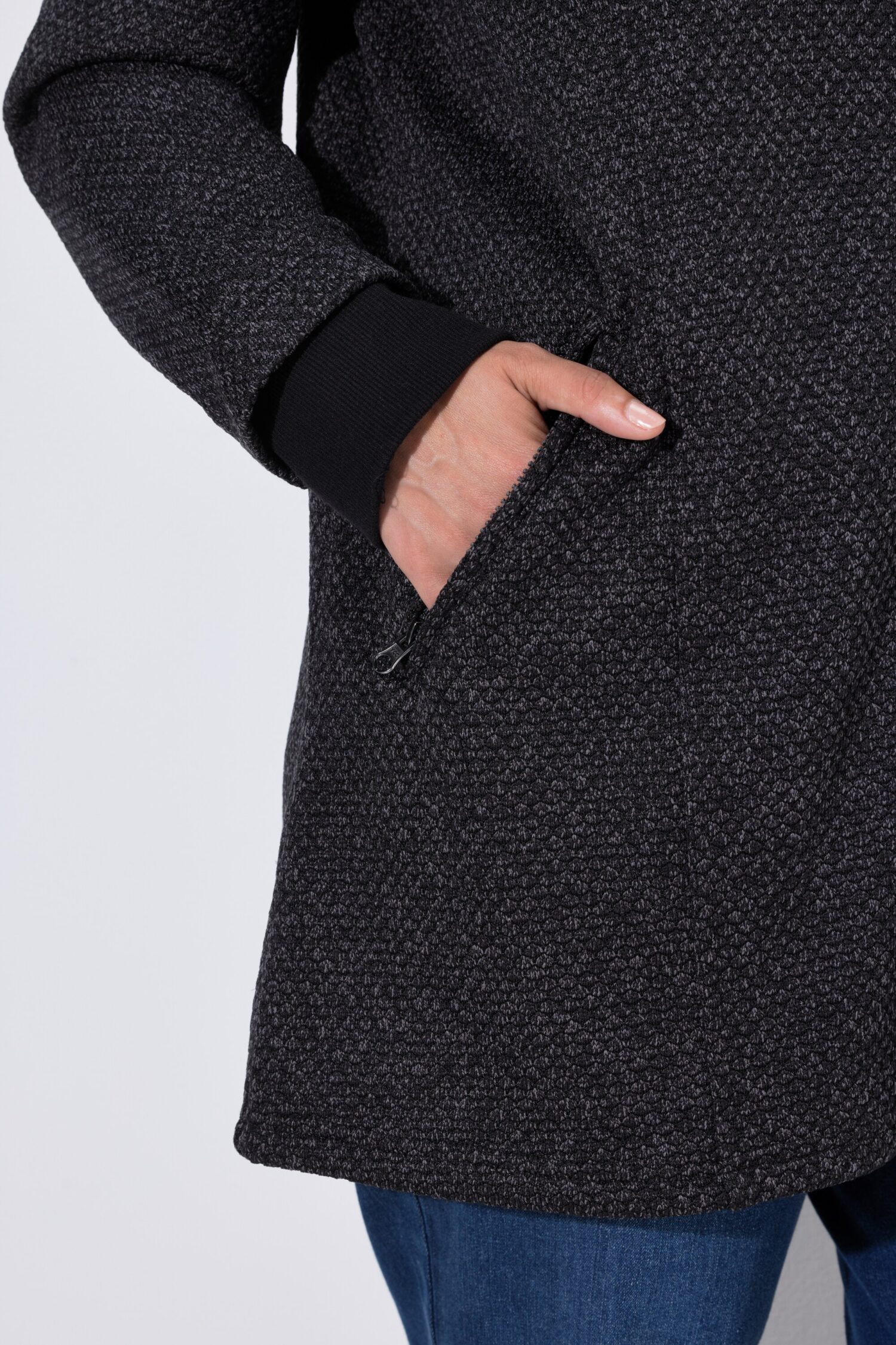 Ζακέτα fleece με κουκούλα και τσέπες με φερμουάρ