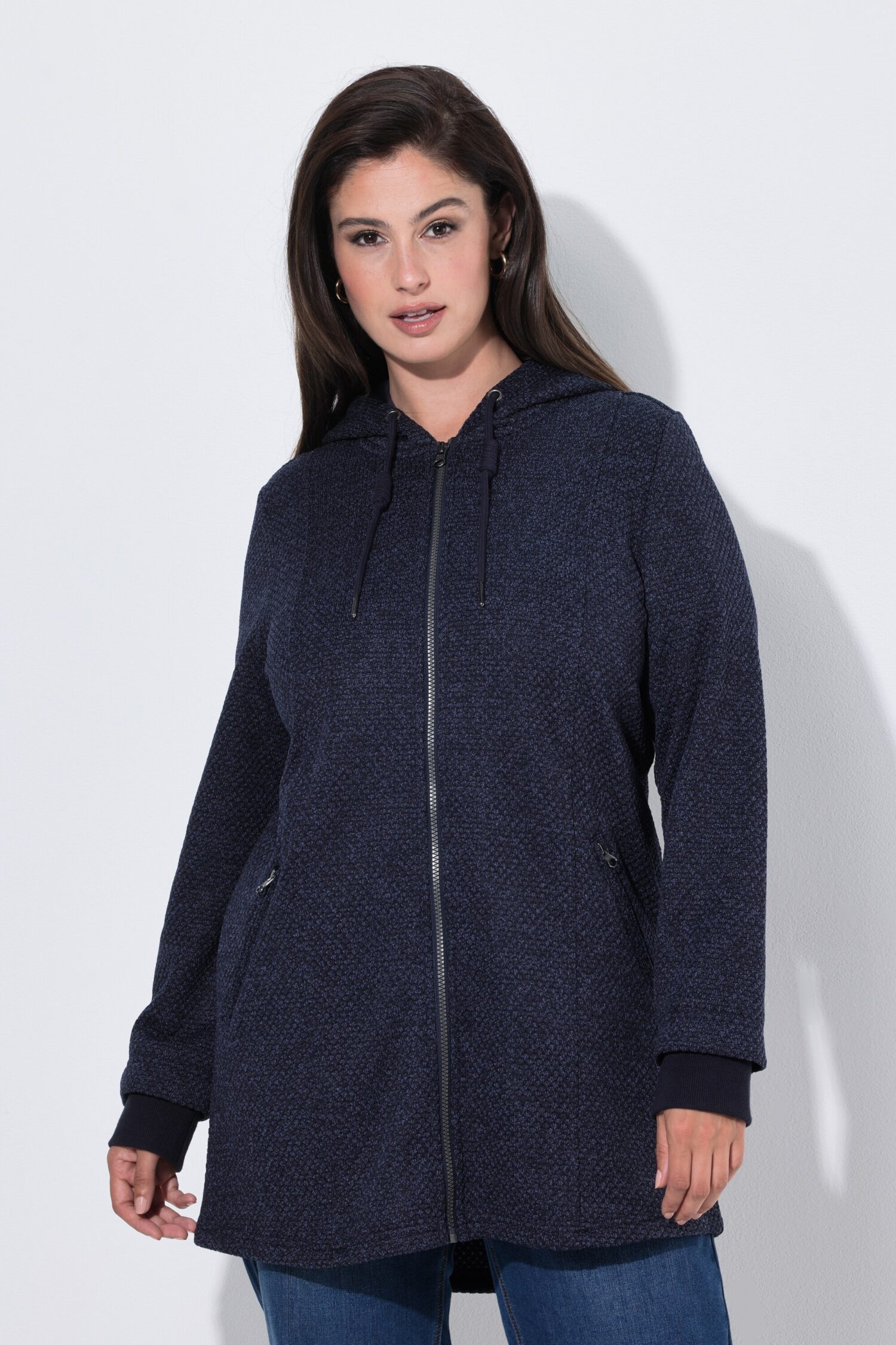 Ζακέτα fleece με κουκούλα και τσέπες με φερμουάρ