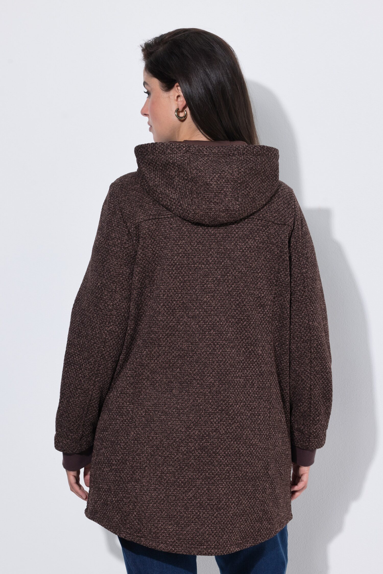 Ζακέτα fleece με κουκούλα και τσέπες με φερμουάρ