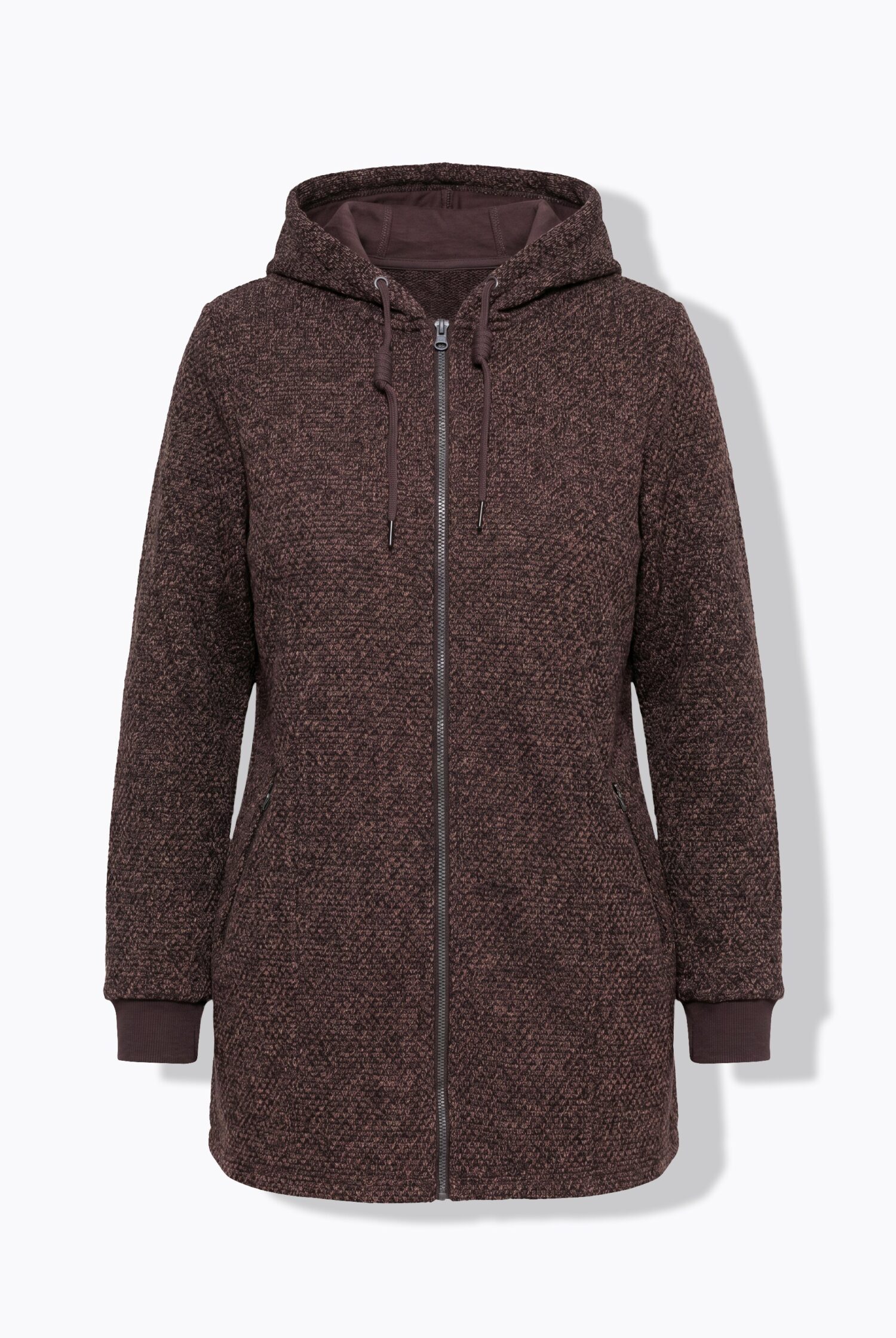 Ζακέτα fleece με κουκούλα και τσέπες με φερμουάρ