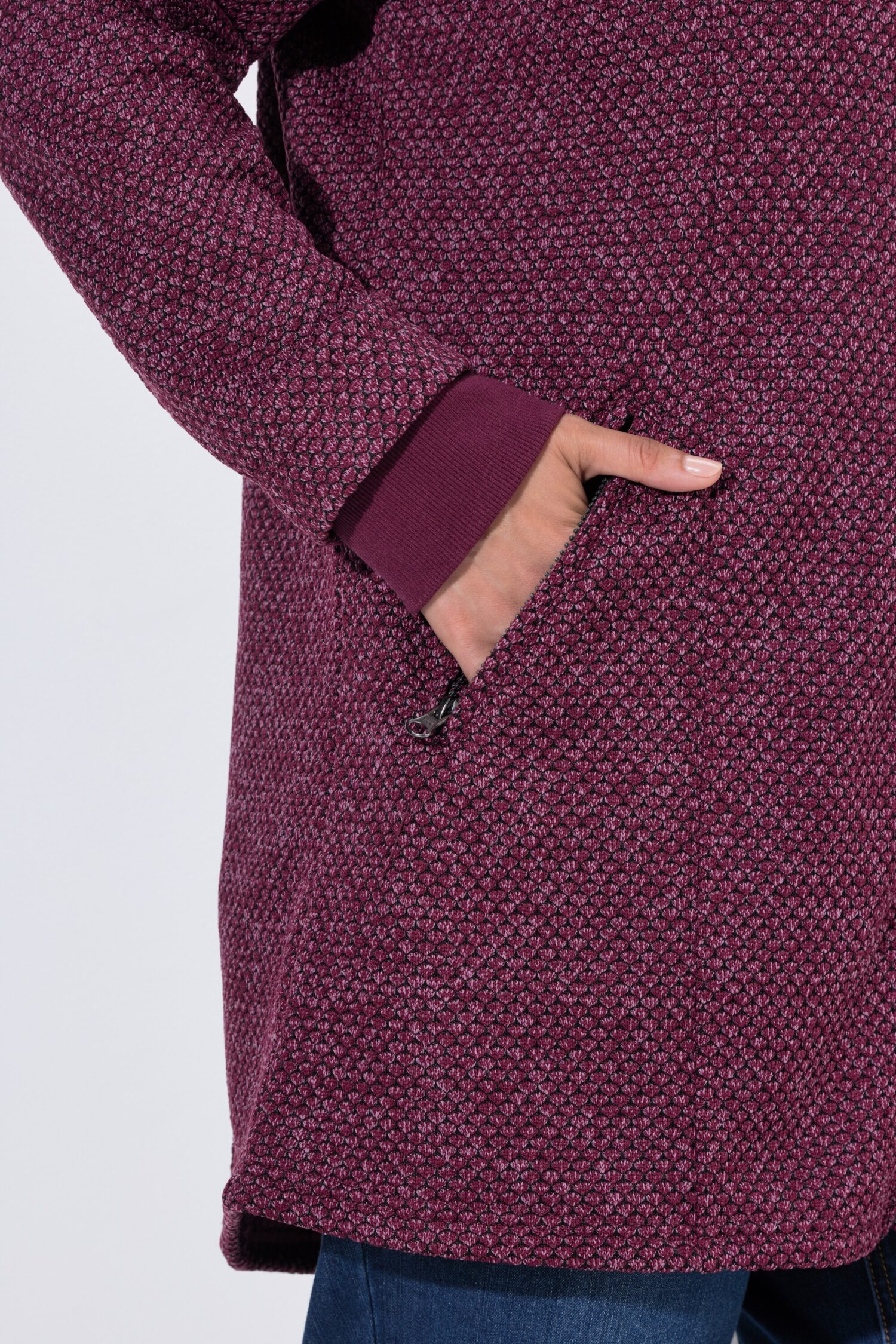 Ζακέτα fleece με κουκούλα και τσέπες με φερμουάρ