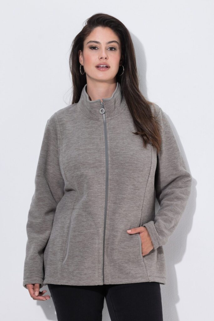 Ζακέτα fleece με όρθιο γιακά και μακριά μανίκια