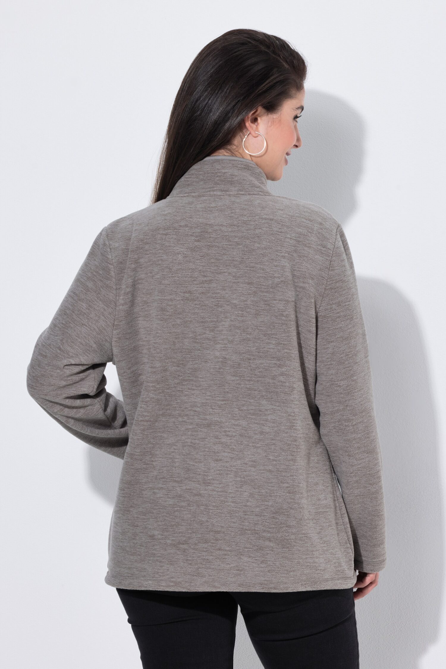 Ζακέτα fleece με όρθιο γιακά και μακριά μανίκια