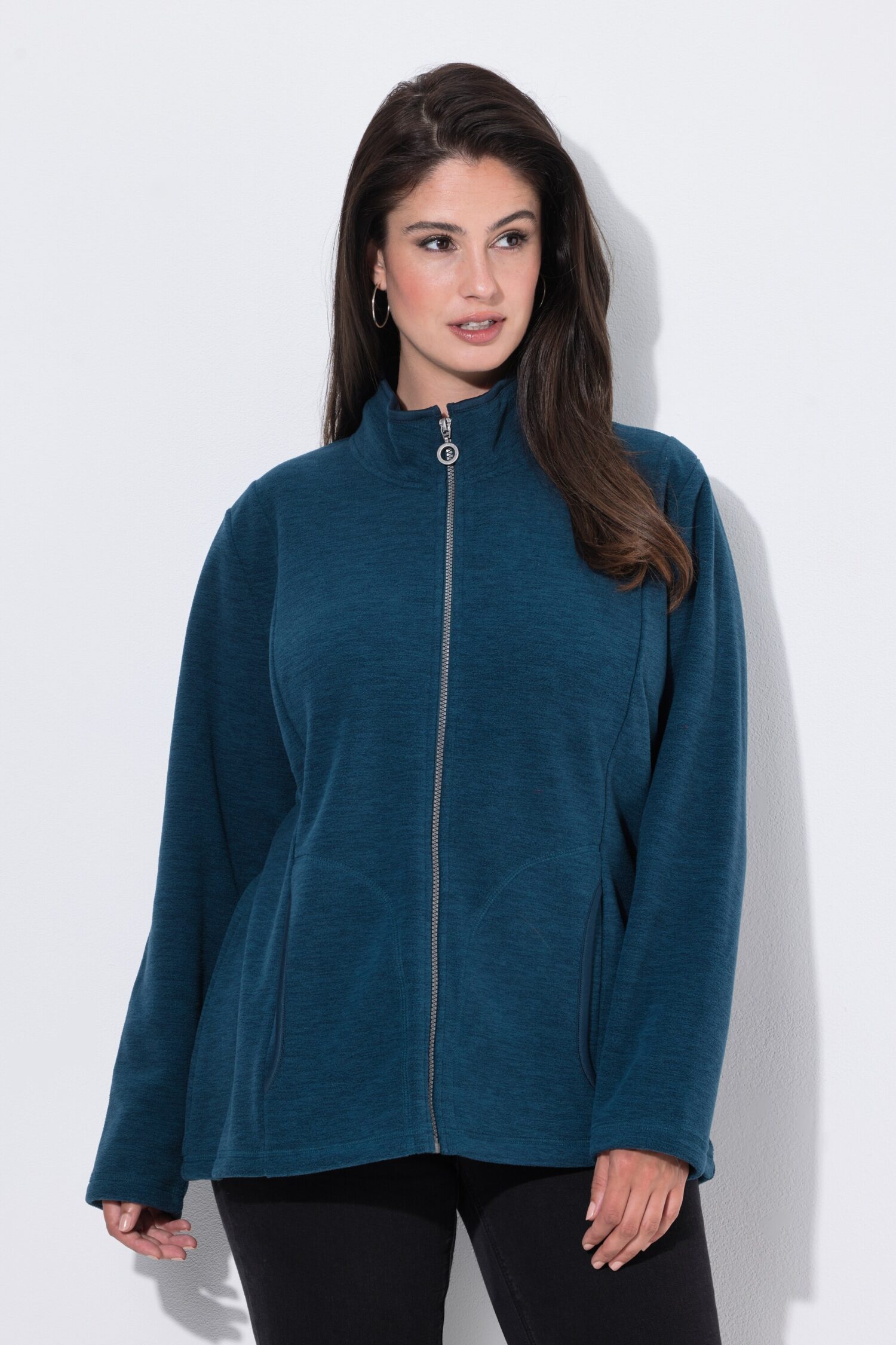 Ζακέτα fleece με όρθιο γιακά και μακριά μανίκια