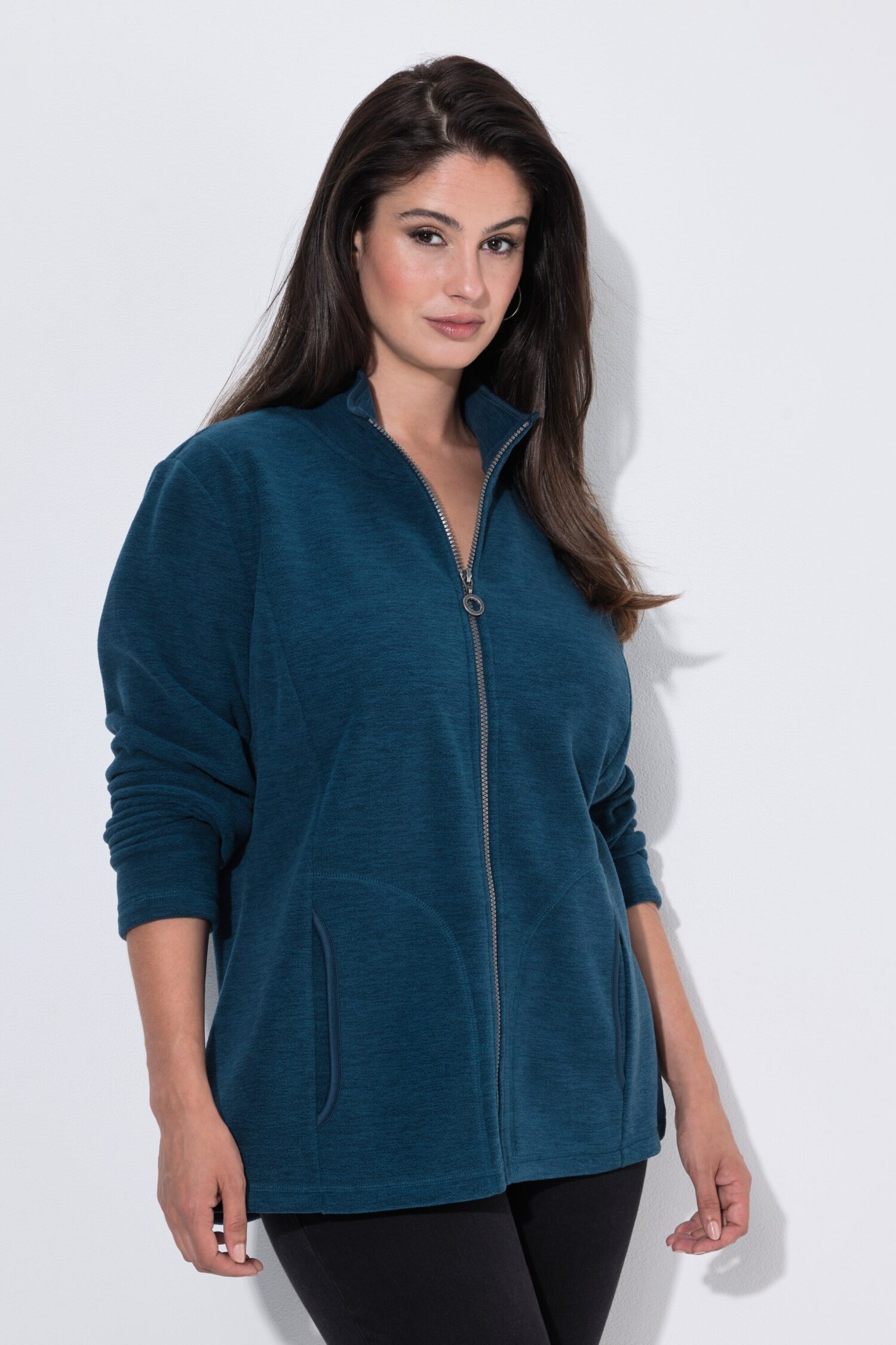 Ζακέτα fleece με όρθιο γιακά και μακριά μανίκια