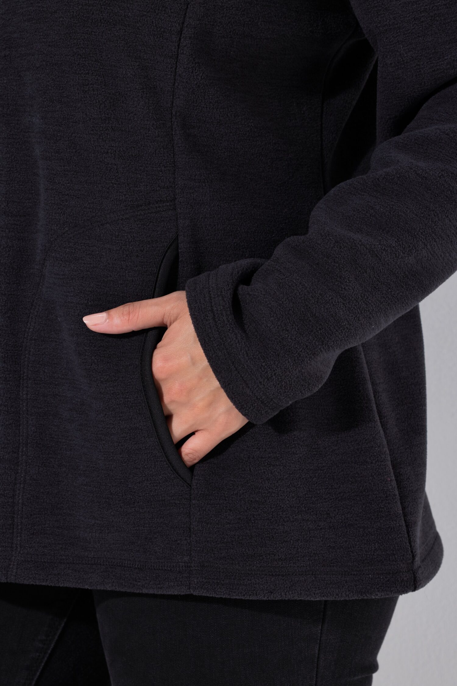Ζακέτα fleece με όρθιο γιακά και μακριά μανίκια