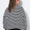 Ζακέτα oversized, ριγέ με χαμηλούς ώμους