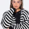Ζακέτα oversized, ριγέ με χαμηλούς ώμους