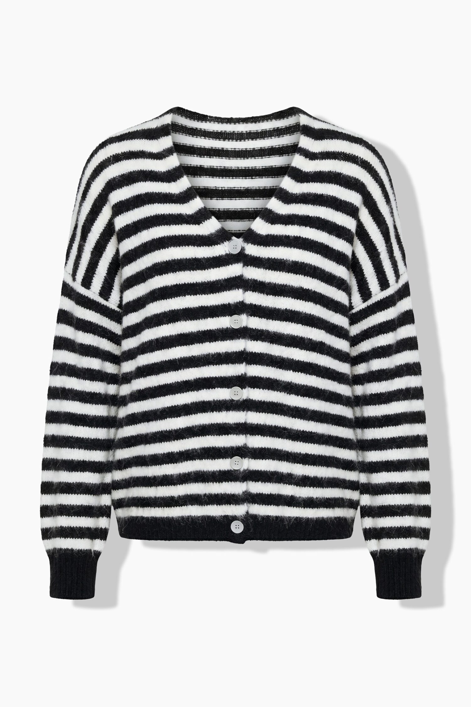 Ζακέτα oversized, ριγέ με χαμηλούς ώμους