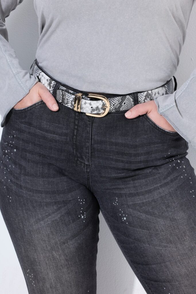 Ζώνη δερμάτινη με snake print
